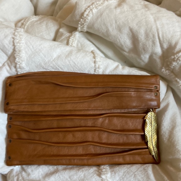 Cleobella Handbags - One Size Cleobella Pleated Leather Oversized Clutch Fabric Lined Zip Closure